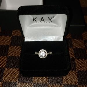 Lab created sterling silver white sapphire ring